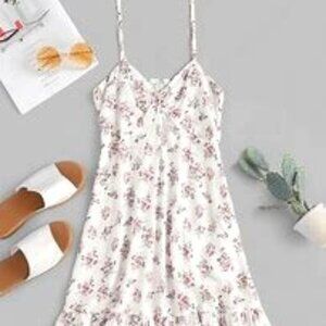 white with pink flowers floral dress
